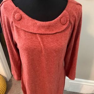 Womens tunic dress -szL. Soft w cute button detail